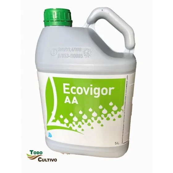 Organic foliar amino acids, ECOVIGOR AA, maximum quality and guaranteed results, 5 litre container, application both foliar and root, woody crops: Olive, vineyard, pistachio