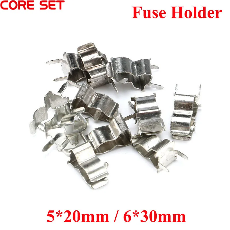 50pcs/lot 5x20mm 6x30mm Fuse Holders Full Copper Nickel Plating Insurance Tube Socket Fuse Holder Clip