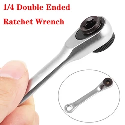 Mini Double Ended Ratchet Wrench, Quick Socket, Rod Screwdriver Bit Tool, 1 X Ratchet Handle, Fast Delivery, 1/4