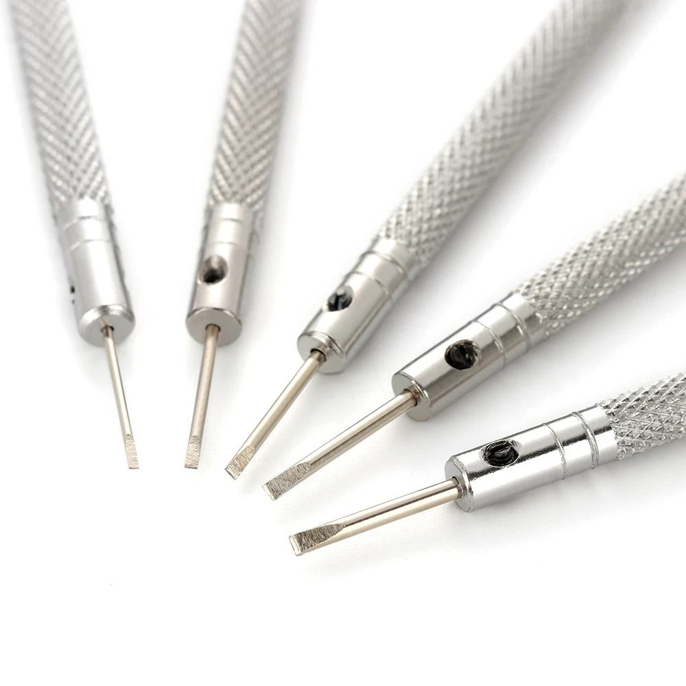 Jeu de Mini tournevis de précision de 0.8 à 1.6mm, 5 pièces, avec embouts Phillips fendus, pour montre, lunettes, outil de réparation