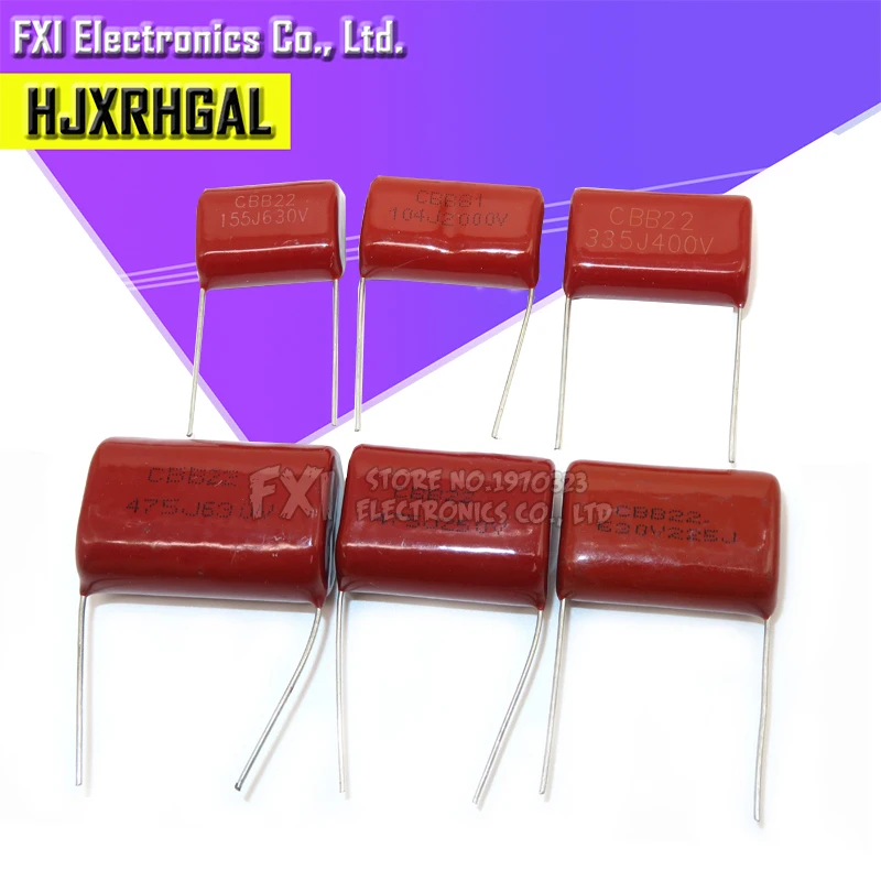 10PCS 63V 100V 250V 400V 450V 630V 2000V CBB Polypropylene film capacitor 101 103 104 105 125J 221 222 223 224 225 332 333 334