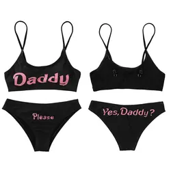 Yes Daddy-conjunto exótico de lencería para mujer, Top corto con bragas, disfraces de Cosplay de Anime, Babydoll, Bikini, traje de baño, 2020