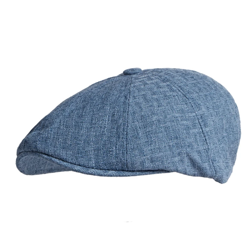 Summer Octagonal Hats For Men Breathable Newsboy Cap Painters Eight-blade Hat Cotton Thin Berets Herringbone Flat Caps