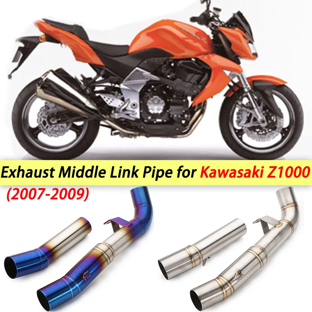 Slip On For Kawasaki Z1000 2007 2008 2009 Motorcycle Exhaust Modified Middle Link Pipe 51mm Stainless Steel Section Adapter