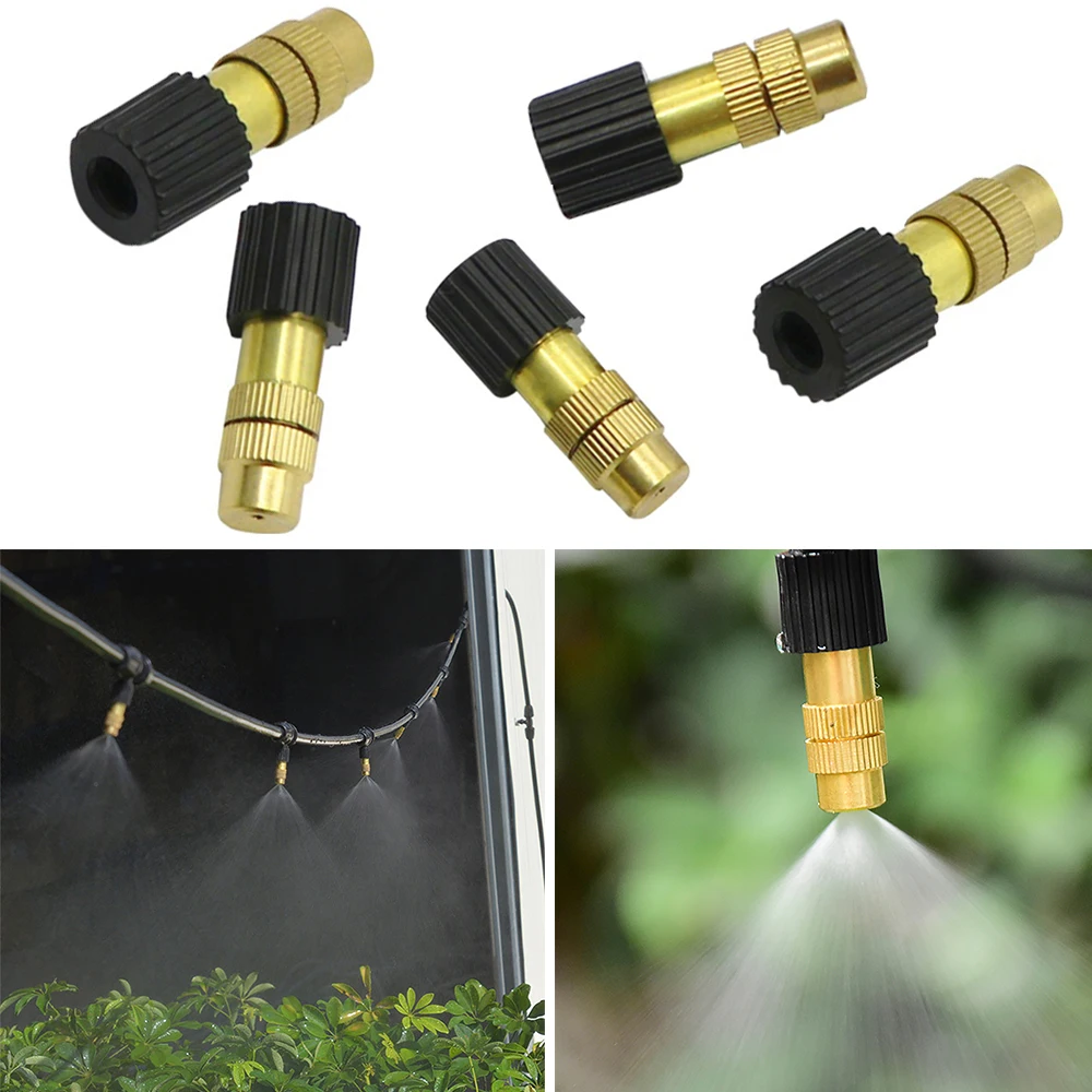 

100Pcs 6mm Brass Atomization Mist Nozzle Garden Adjustable Sprayer Humidification Cooling Landscaping Dust Removal Sprinklers