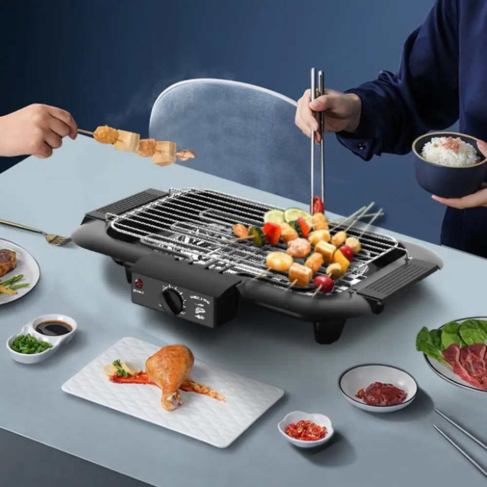 Nowy Grill elektryczny kryty bezdymne domowe przenośne jedzenie Grill szaszłyki przenośny piecyk