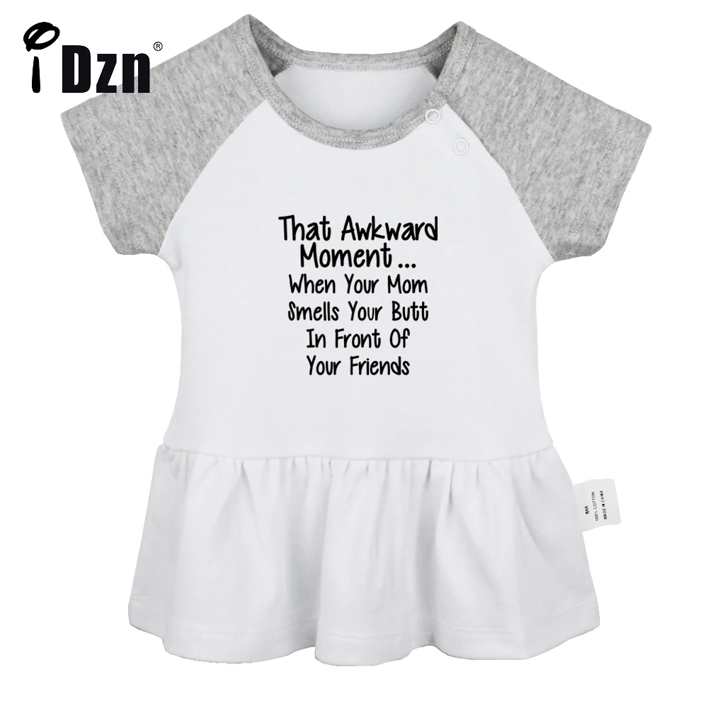 

That Awkward Moment When Your Mom Smells Your Butt Baby Girls Funny Short Sleeve Dress Infant Cute Pleated Dress Soft Dresses