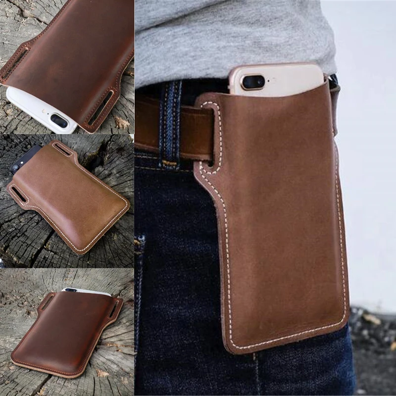 Men Cellphone Loop Holster Case Belt Waist Bag Props Leather Purse Phone Wallet Outdoor Portable Phone Belt Bag