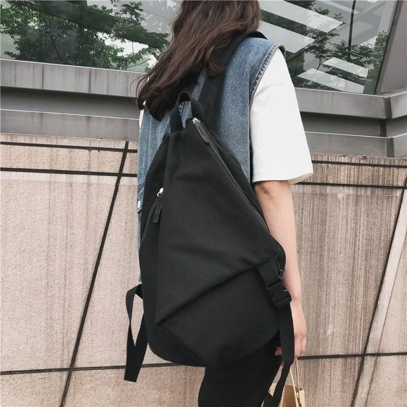 Backpacks Solid Couples Unisex Large Capacity Canvas School Bags Travel Casual Harajuku Ins High Street Design Ulzzang