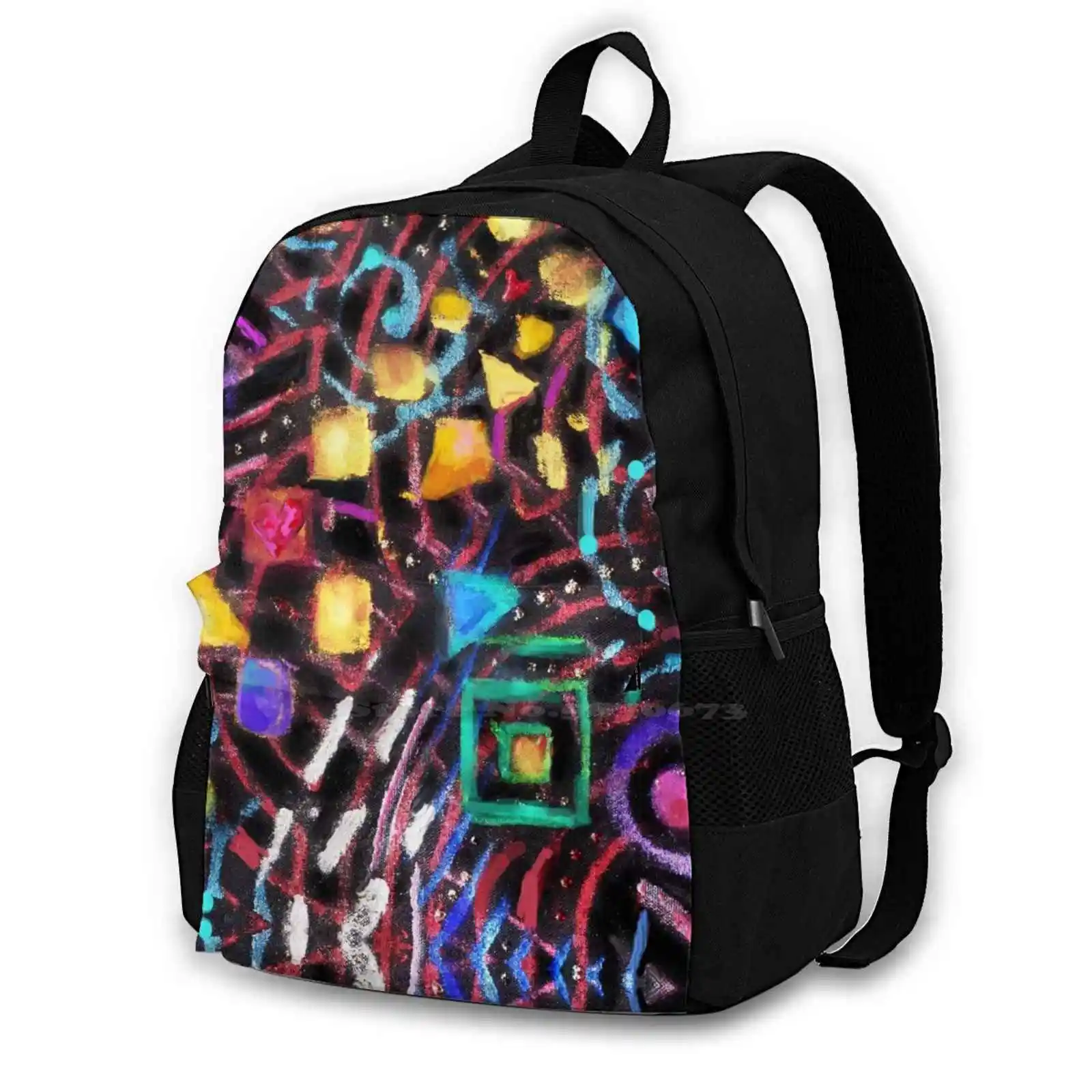 Fiesta School Bag Big Capacity Backpack Laptop Dynamic Abstract Multicolored Expressionist Colorful Abstract Garden Fiesta Jean