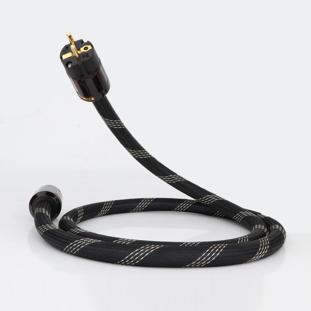 Hi-End Audio Braided Power Cable Power Cord With P-079E EU/US/AU Plug C15 Female Plugs