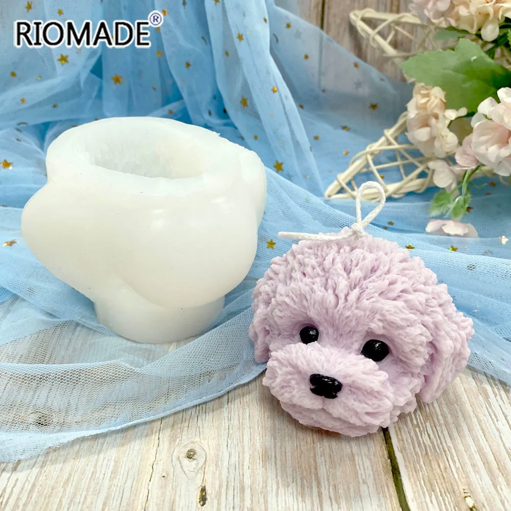 Teddy Dog Head Candle Mold Cute Animal Shape Handmade Aromatherapy Plaster Soap Silicone Mould DIY Home Decoration Tools