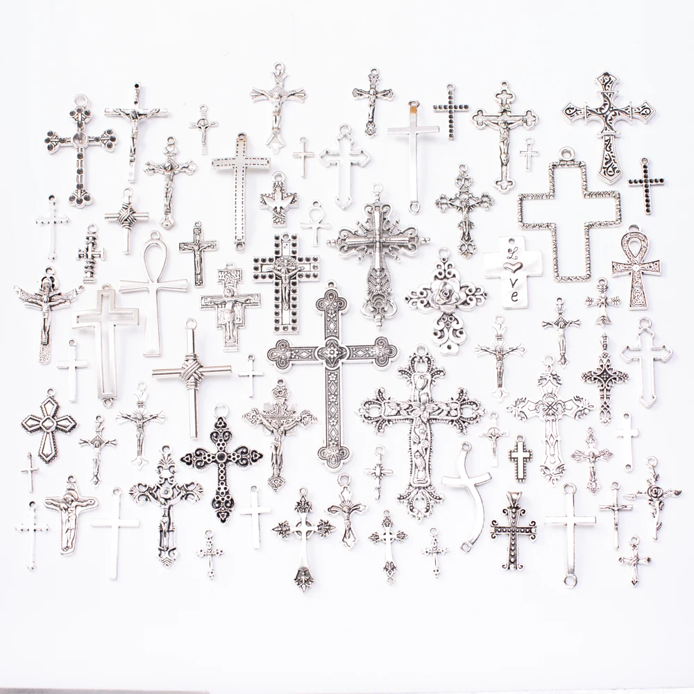 

Hot sale 70 PCS zinc alloy metal cross retro pendant DIY handmade jewelry necklace pendant