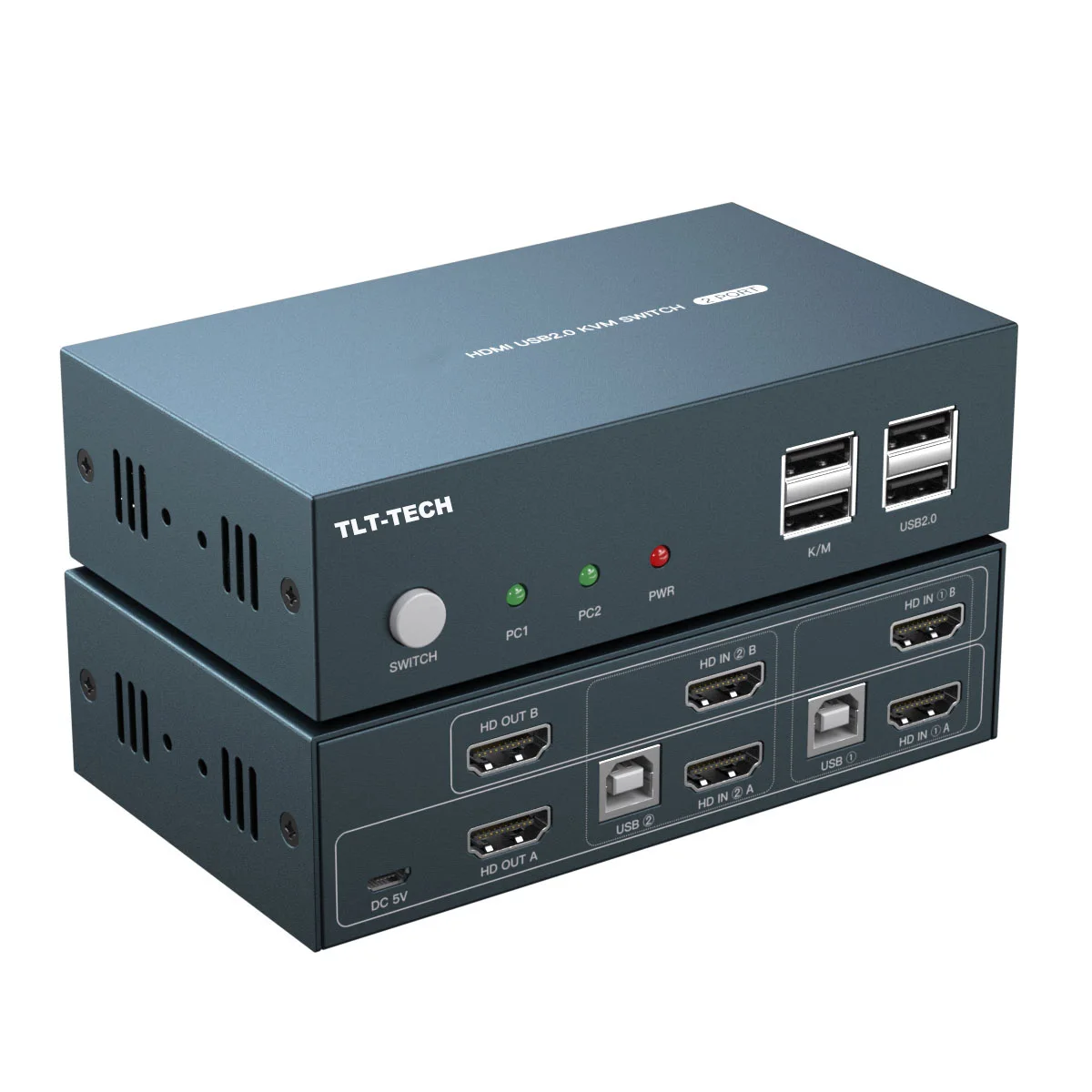 Interruptor duplo do monitor de kvm 2 saída hdmi-compatível com 2 suporte de exibição de entrada 4k usb2.0 switch kvm para pc