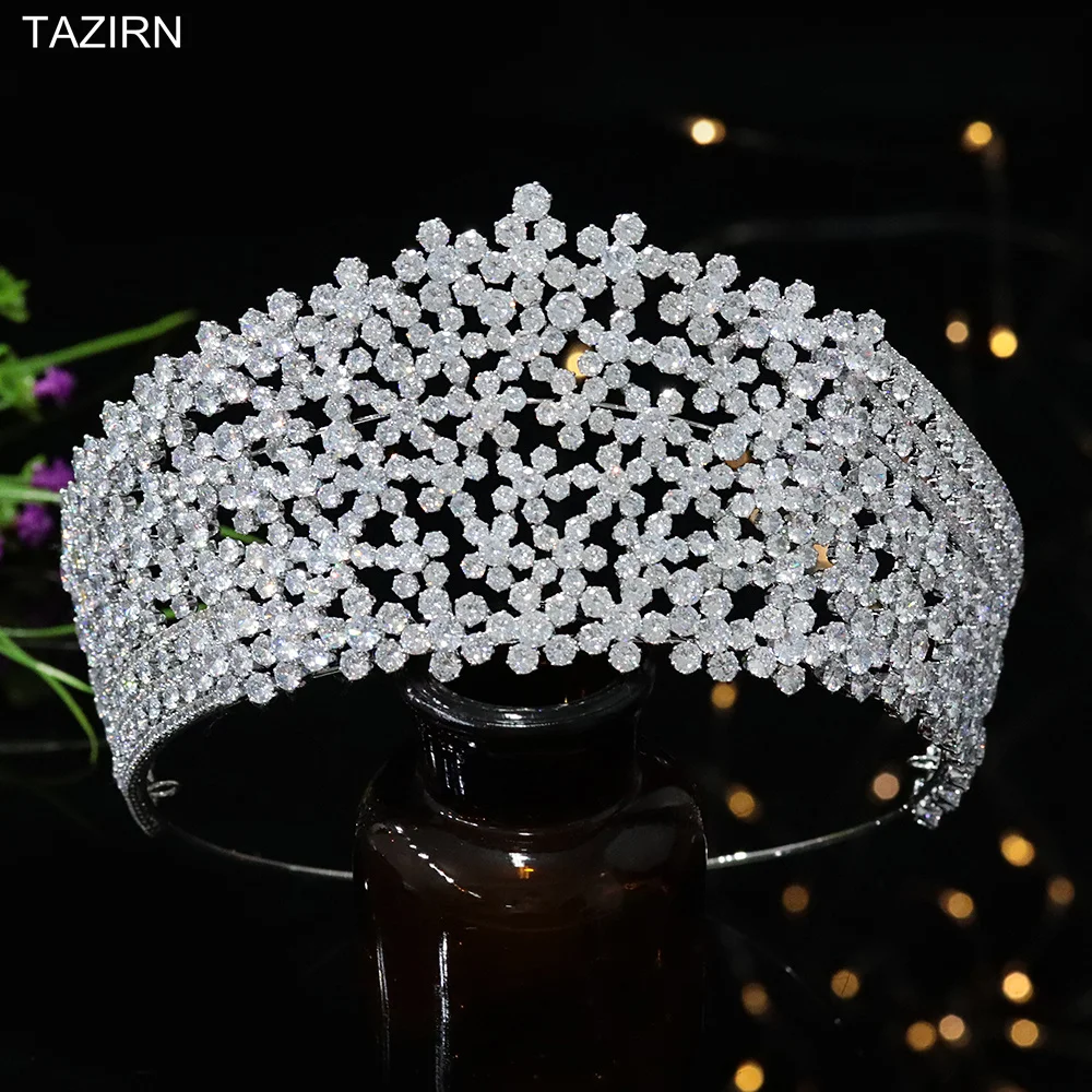 Big Crowns Zircon Tiaras for Women Wedding Hair Jewelry Accessories Full CZ Bridal Queen Diadem Luxury Birthday Headpiece