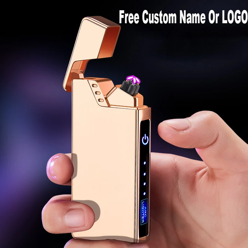 

Private Custom Windproof Dual ARC Electric Lighter USB Rechargable Plasma Cigarette Lighter For Smoking Flameless Lighter