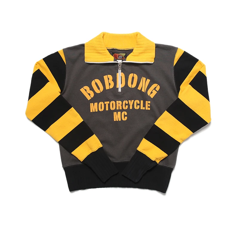 BOB DONG Motorcycle Desperado Half Zipper Short Sweatshirts For Men Pullover