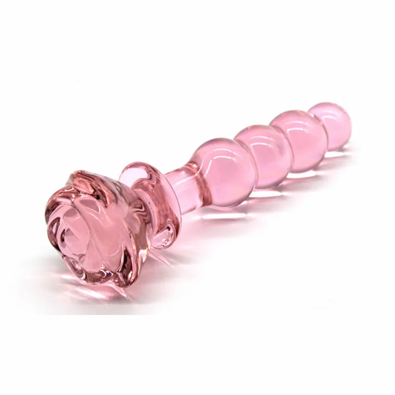 Pink Rose Pyrex Glass Crystal Artificial Dildo Vaginal Anal Butt Plug for Couple Gay Prostate Massage Fake Penis Sex Toys