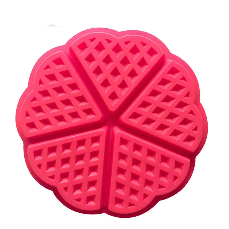 HMROVOOM 5 consecutive heart-shaped waffle molds round waffle cake molds love cake molds Belgian molds