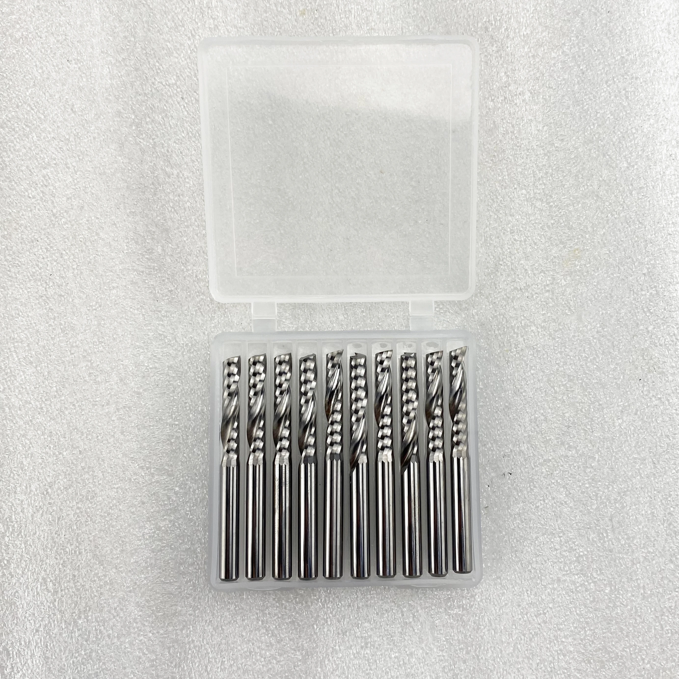 10pcs/set cnc single flute spiral router bits carbide end mill cutter tools 4mm x 22mm x 45mm