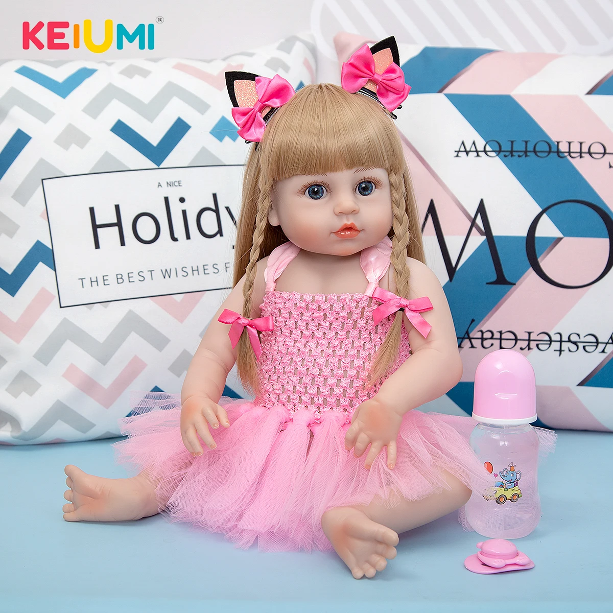 

KEIUMI 19 Inch Reborn Baby Doll Realistic Cute Toys Full Silicone Reborn Doll For Girl Xmas Gift Collection Toy Playmate