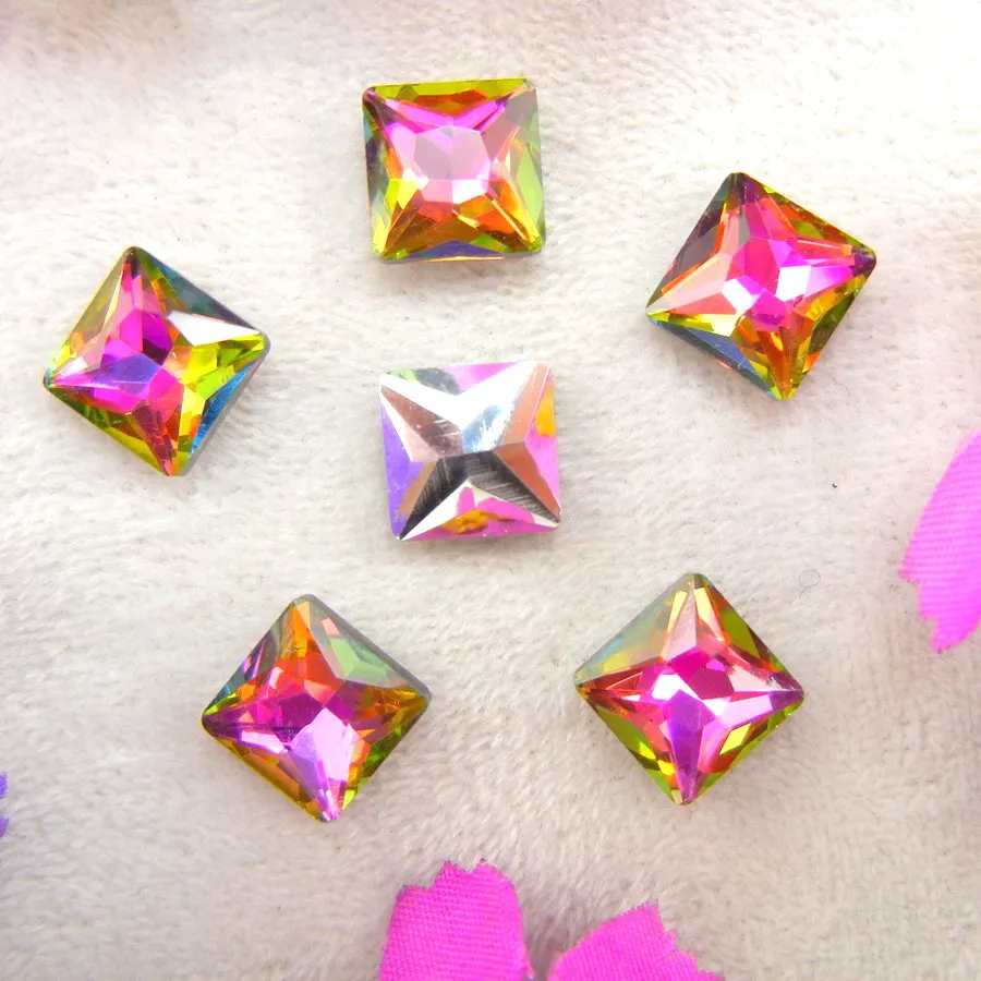 AB Farben 8mm 10mm 12mm Ausgefallene Quadratische Form Klebe-Glaskristalle Strass Handwerk Ornament Zubehör DIY Verzierung – Detail 7