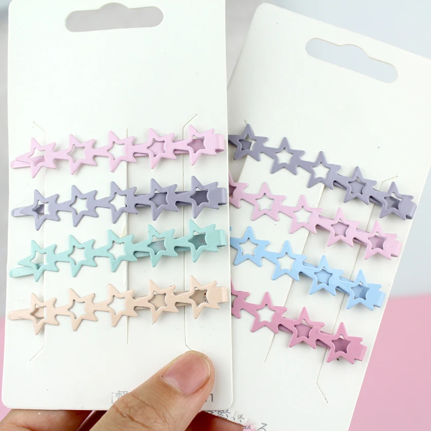 4 قطعة/المجموعة الملونة الحب الجوف سبائك الجانب كليب إكسسوارات الشعر دبوس الحلوى اللون الأطفال دبابيس الشعر أداة زخرفة