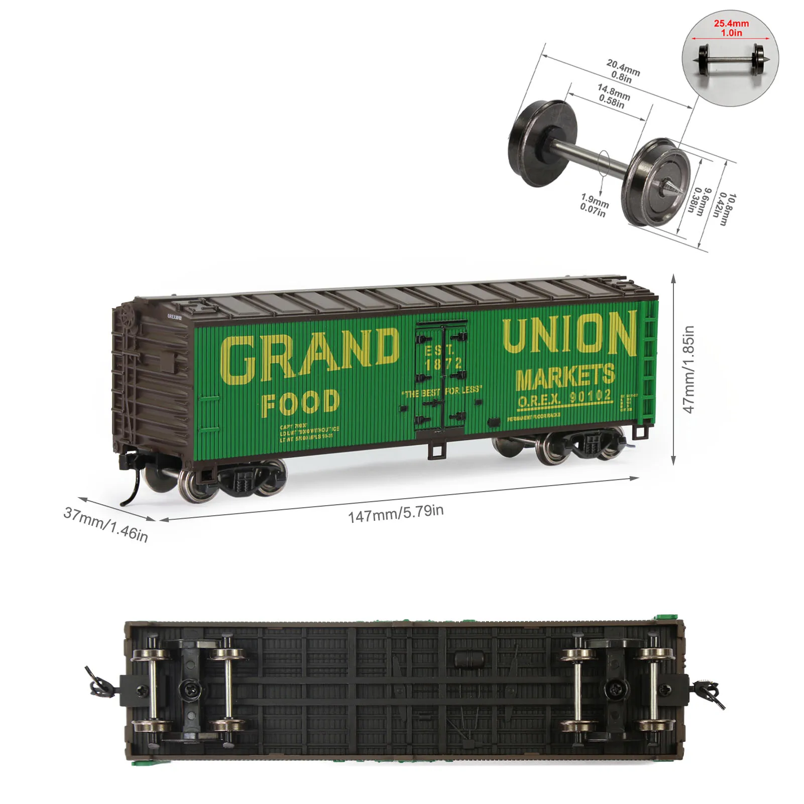 Evemodel Train 1 Unit HO Scale 1:87 40\' Wood-side Reefer Freight Car C8747