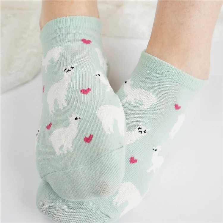 Chaussettes Courtes Invisibles en Coton Confortables et Confortables, Petit Alpaga, Cœur d'Amour, Ferme, Zoo, Animal, Lama, Comme des Mouton Moelleux