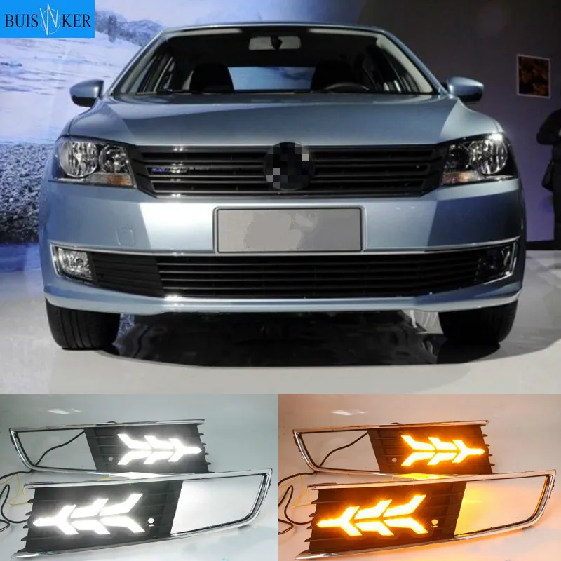 

1 Pair LED DRL Daytime Running Light For Volkswagen VW Lavida 2013 2014 with Yellow Trun Signal Light Blue Night Lamp