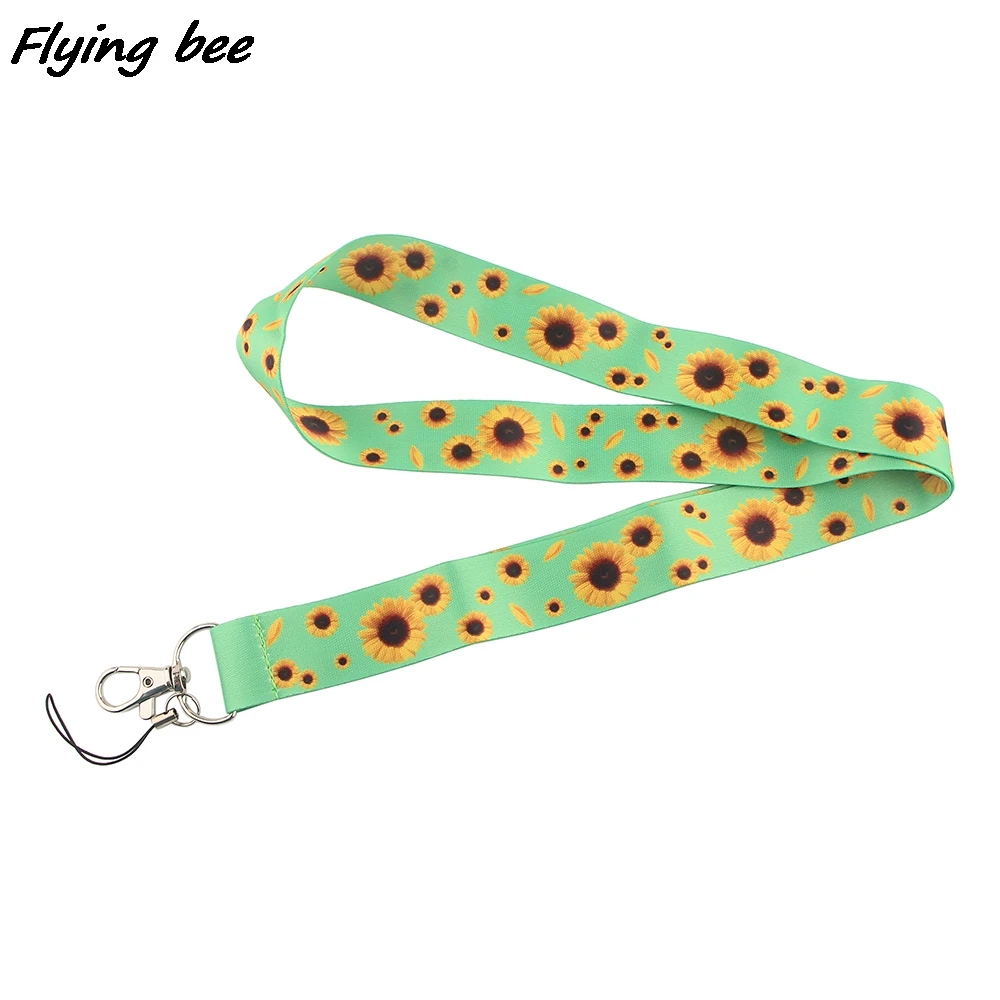 Flyingbee X1380 Groene Zonnebloem Verborgen Handicap Unisex Mode Lanyards Id Badge Houder Key Ring Houder Sieraden