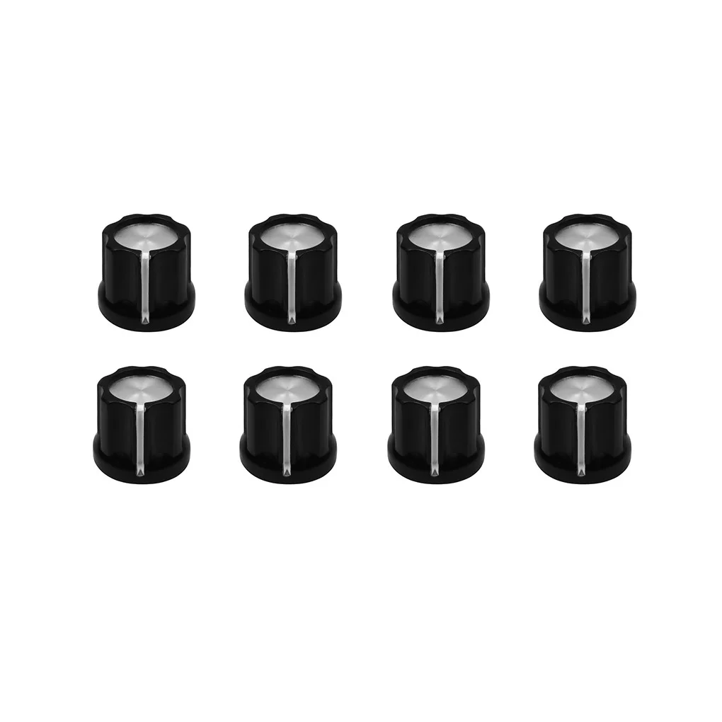 FLEOR 8PCS Vintage D-Type Shaft Pots Knobs Amp Amplifier Knobs Buttons Black, 0° or 180° Style