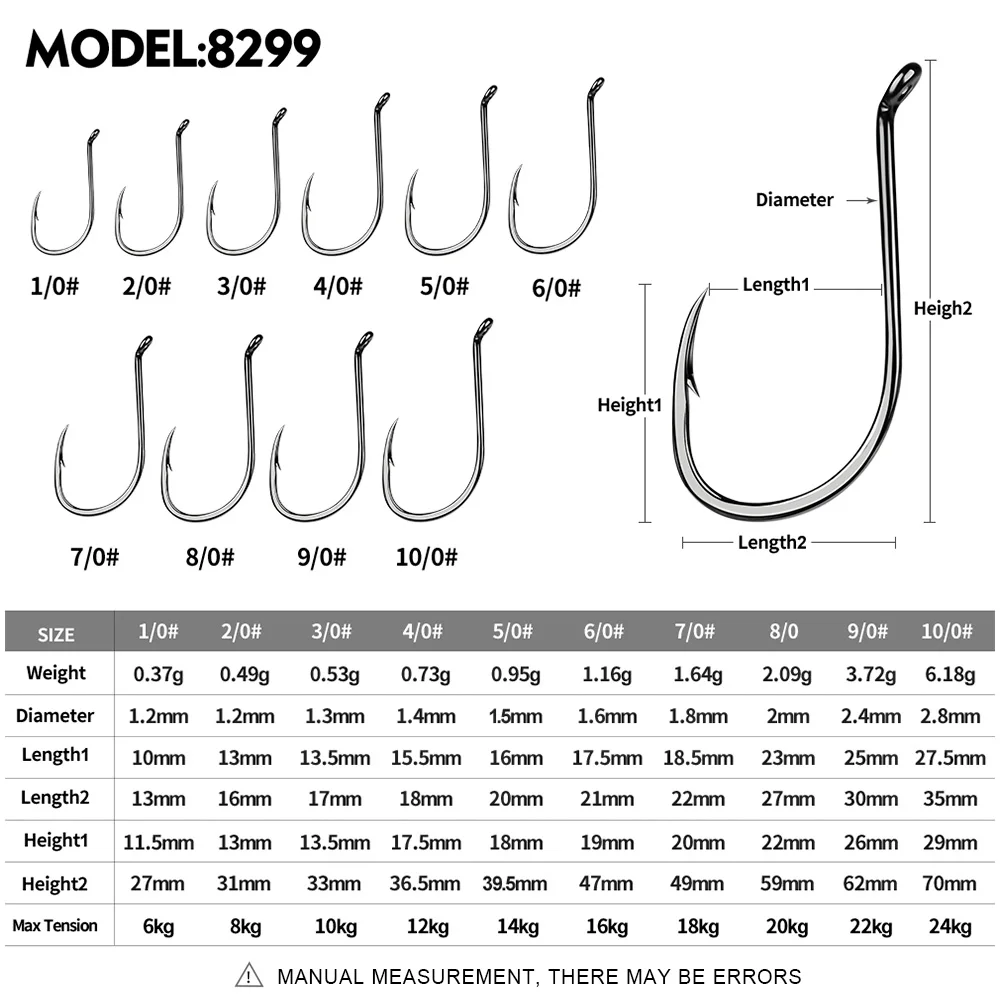 PROBEROS Fishing Hook 8299 Octopus Series HC-72A High-carbon steel fishhook Saltwater Bass 1/0#-6/0# Hook