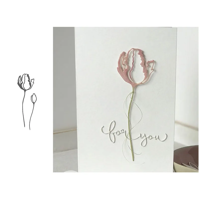 

flower metal cutting dies Tulip with Bud cut die mold Scrapbook cards making paper craft knife mould dies new 2019 diecuts