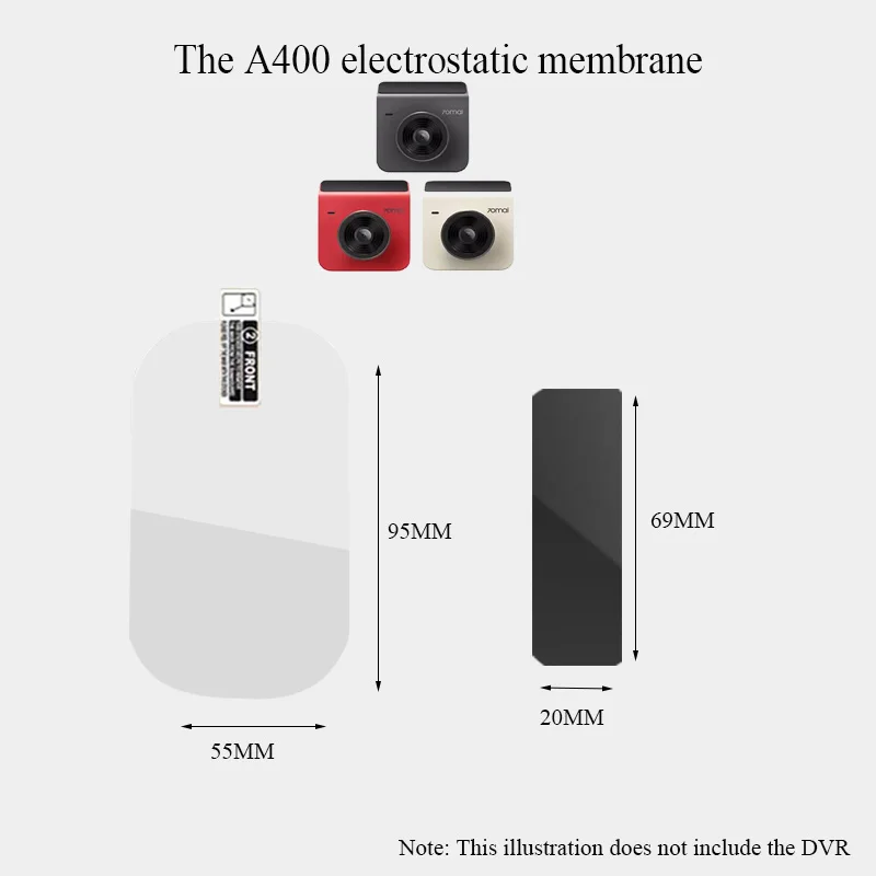 For 70MAI Dash Cam A400 Car Recorder /Rear Cam RC09 special electrostatic filmspecial electrostatic film /3M adhesive, 2pcs