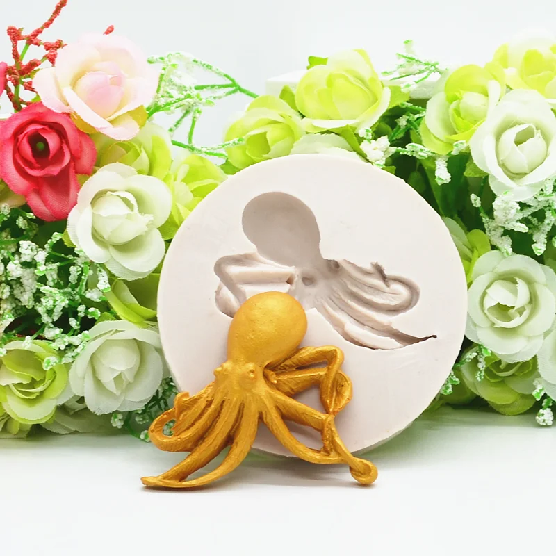 Small Octopus Silicone Resin Molds Kitchen Baking Tools Cake Chocolate Lace Decoration DIY Pastry Dessert Fondant Moulds