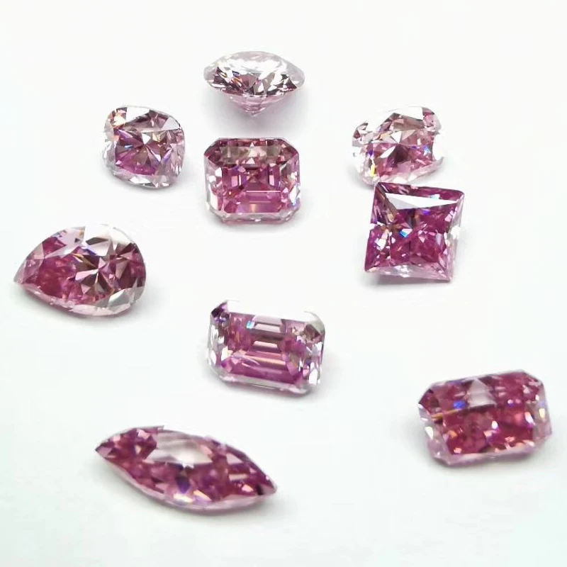 Fancy Shape Pink Moissanites Diamond 1ct Synthetic Loose Heart Cut Oval Cut Princess Cut Moissanites Gemstone