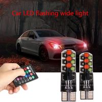 2Pcs T10 W5W RGB LED Bulbs With Remote Control 12Chips COB Silicone Shell Strobe Flash Auto Reading Lamp Wedge Car Parking Light