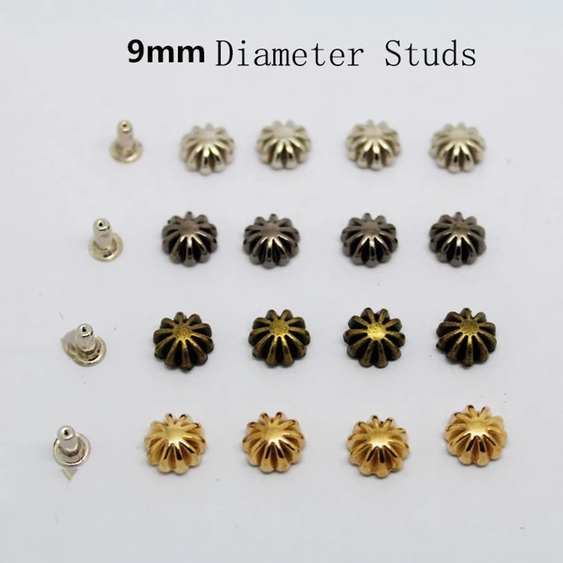 9mm Pumkin Daisy Punk Bracelet Rivets Cap Stud Leather Craft Wallet Bag Hat Shoe Clothes Jeans Chocker Trims Jewelry Accessories