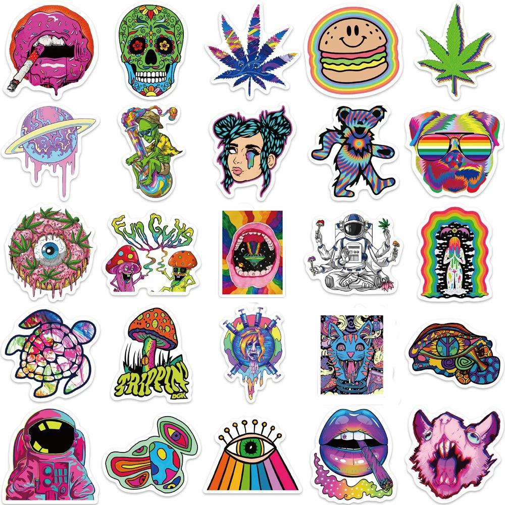 10/30/50PCS Cartoon Art Psychedelic Graffiti Stickers Aesthetic Luggage Laptop Guitar Phone Cool Waterproof Toy Sticker for Kids