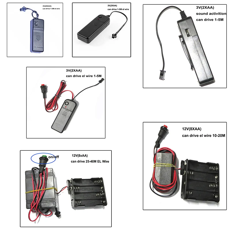 Neon Light DC3V AA Battery 12V Power Supply Adapter Driver Controller Inverter For 1-40M EL wire Electroluminescent Light