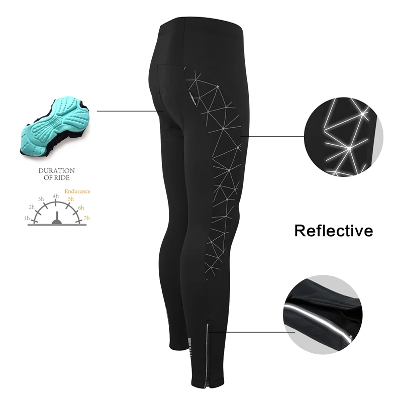Santic Men\'s Cycling Pants Winter Keep Warm Cycling Long Pants MTB Bike Trousers Outdoor Sports Reflective K7MB018