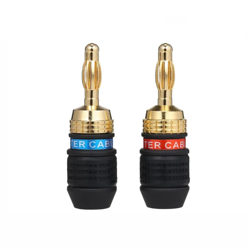 Banana Plug Red & Black Connector Speaker Corrosion-Resistant Banana Connector Left and Right Channels for Audio Video Amplifier