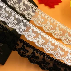 1 Yd Cotton Embroidery Lace Butterfly White And Black Soft Tulle Lace Sewing Apparel Trims 3.5CM