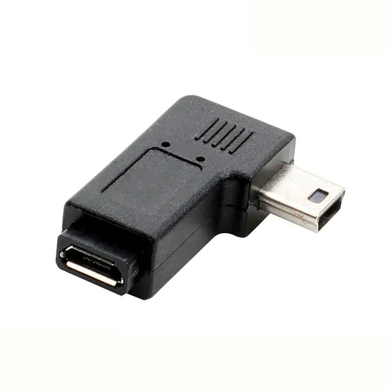 90 Degree Left & Right Angled Mini USB 5pin Female to Micro USB Male Data Sync Adapter Plug Micro USB To Type-c Mini USB Cable