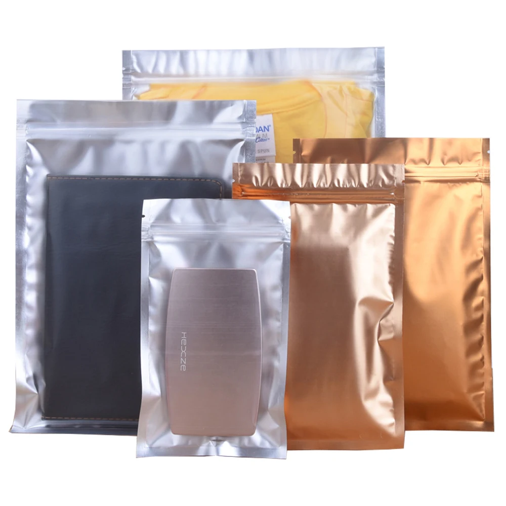 

100Pcs Plastic Zip Lock Mylar Food Storage Packing Bag Front Clear Back Gold Reclosable Zipper Seal Snack Nut Package Pouches