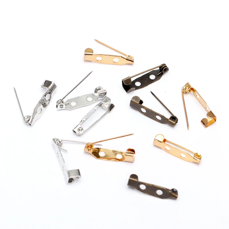 50Pcs 15/20/25/30/32/35/38/40/45mm Brooch Clip Pins Safety Settings Blank Base DIY Name Tags Badge Jewelry Making Findings