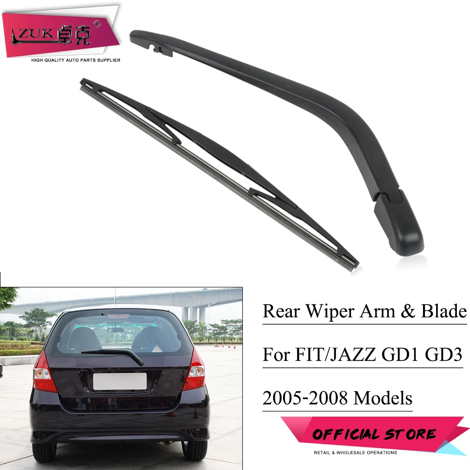 ZUK 2PCS Rear Windshield Wiper Arm & Blade 350MM For HONDA FIT JAZZ 2005 2006 2007 2008 GD1 GD3 OE# 76720-SAG-H01 76730-S2X-003