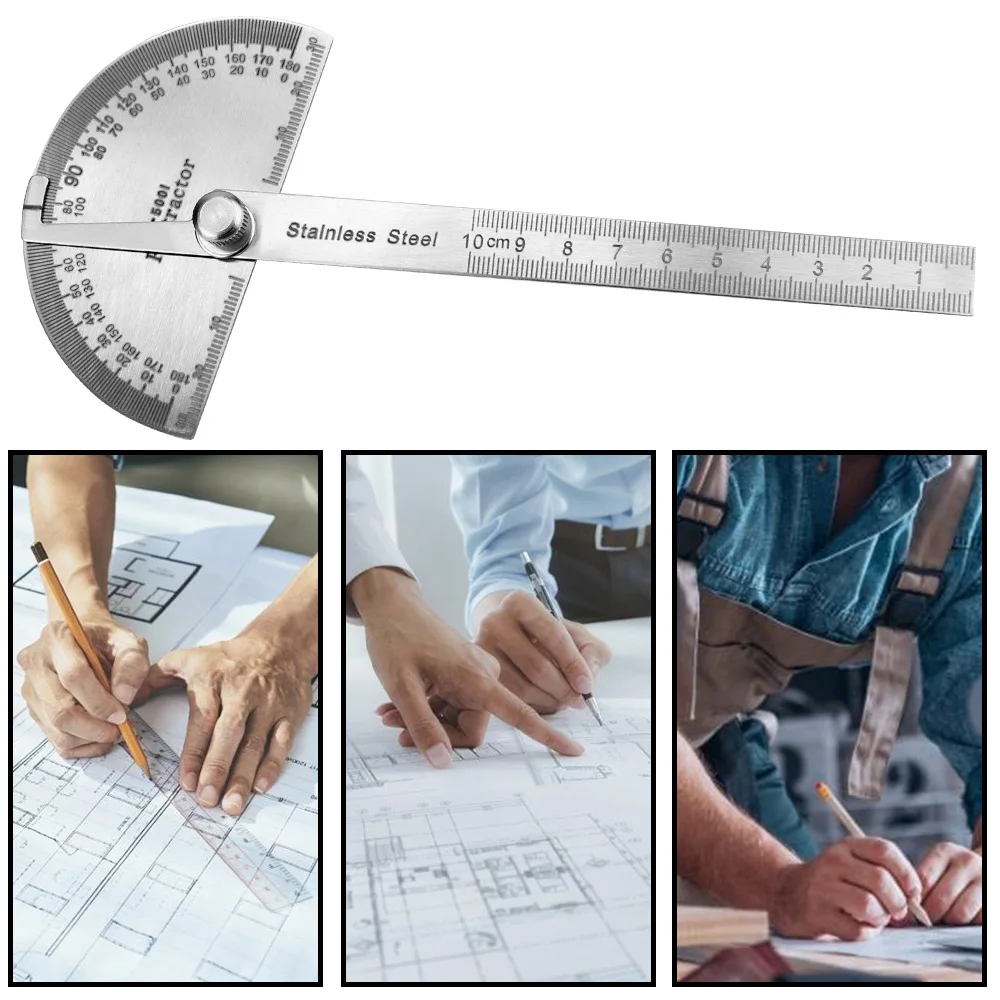 Metal Angle Finder Rotary Measuring Ruler 180 Degree Protractor Stainless Steel Woodworking Tools Goniometer Angle Ruler