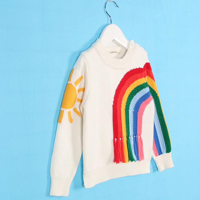 Children Rainbow Knitting Sweater Striped Knit Sweater Kids Knitting Sweater Boys Girls Clothing Autumn Tee Tops High Quality